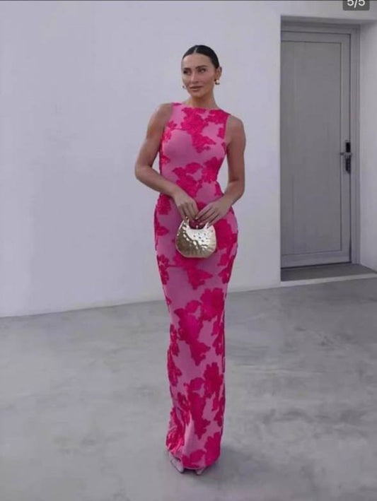 Sleeveless floral maxi dress for women