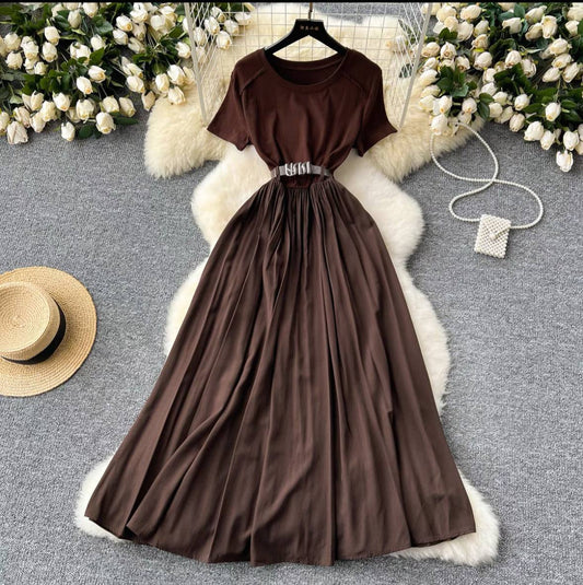 Brown sleeve new fashionable dress for women's