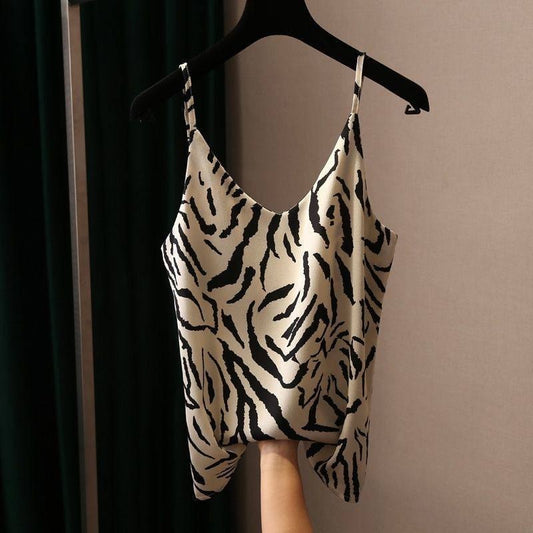 Zebra print satin camisole top