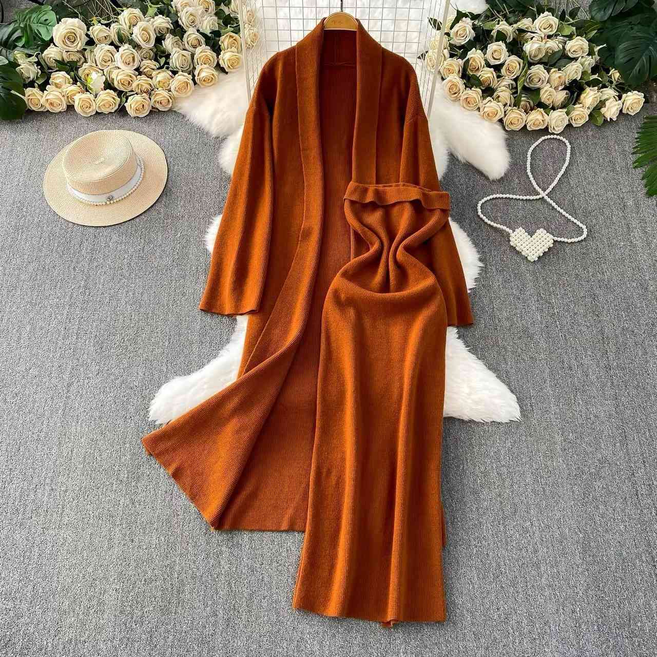 Two-piece ribbed knit matching loungewear set