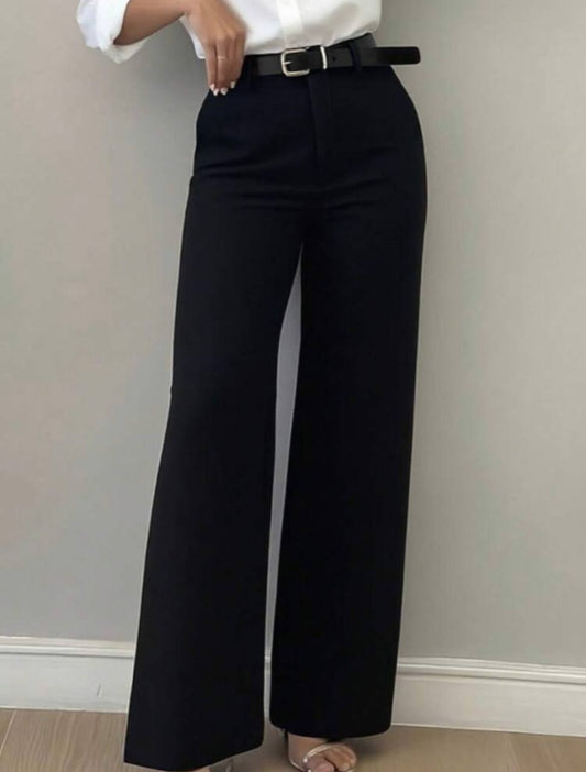 Black high waisted wide-leg trousers