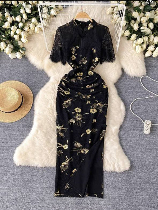 Patchwork Cheongsam Dress