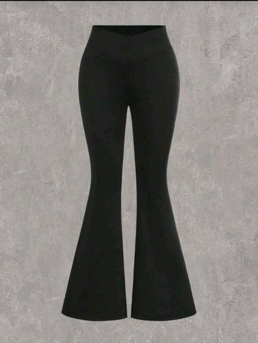 Black flared leggings