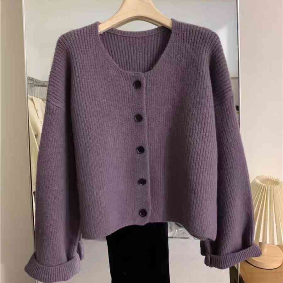 Rib-knit cropped cardigan
