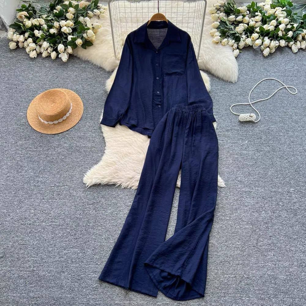 Women's navy blue two-piece set