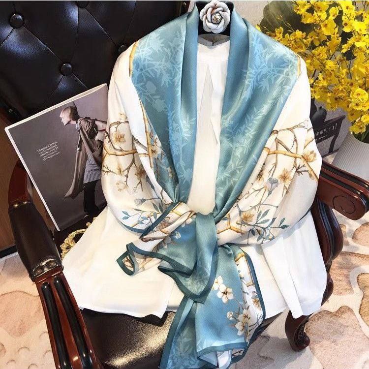 Floral print silk scarf