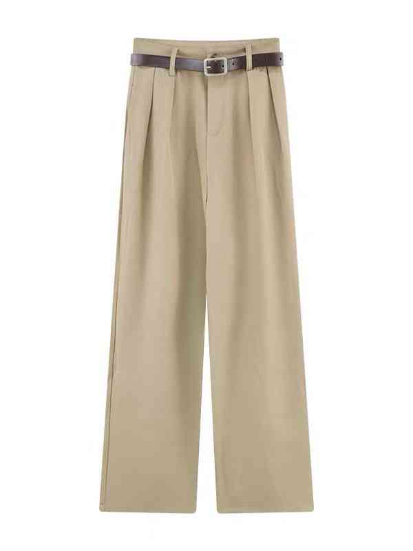 Wide-leg chocolate brown trousers