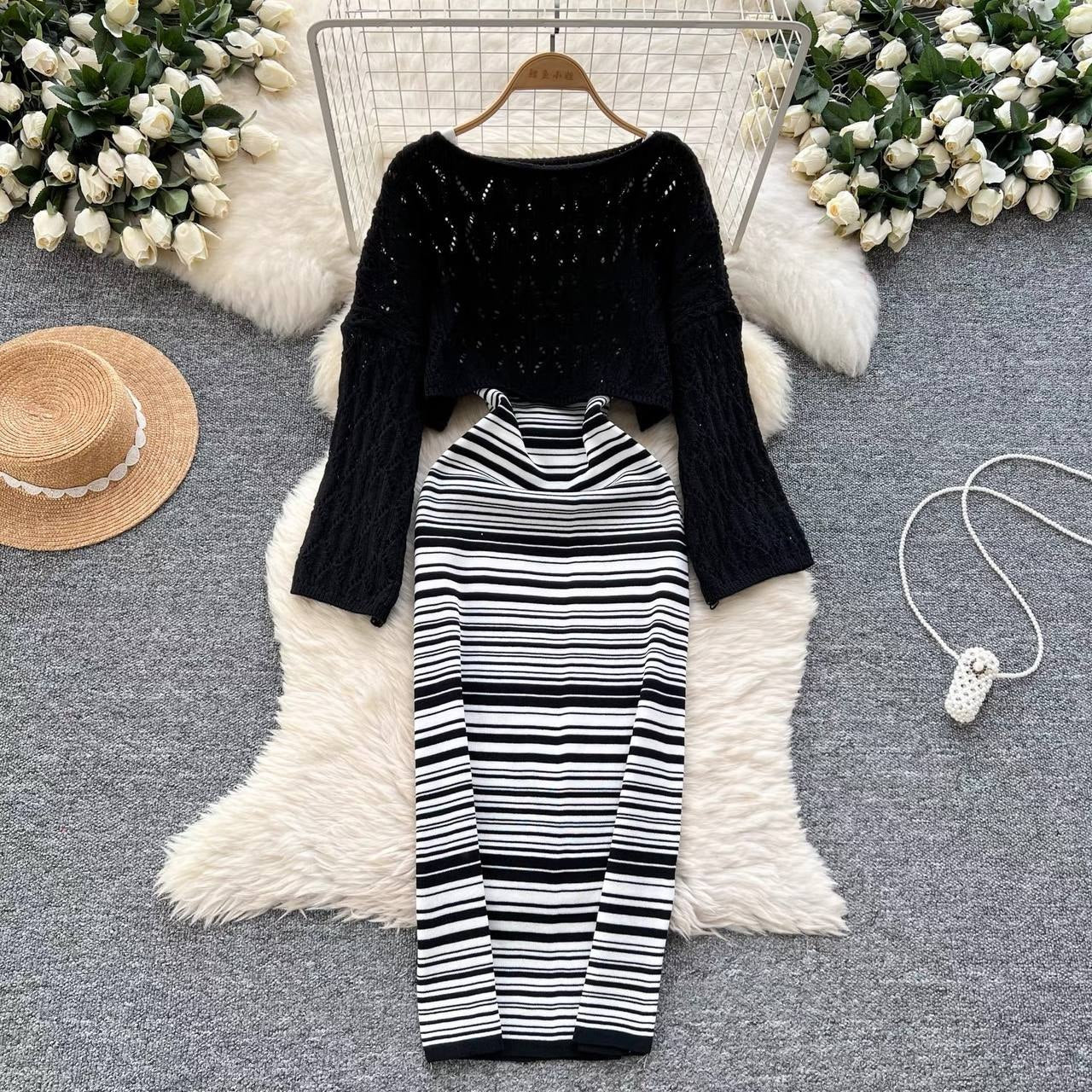Boho-inspired two-piece knit set