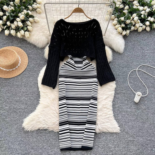 Boho-inspired two-piece knit set