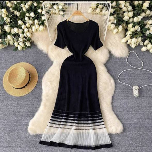 Summer Patchwork Knit Beach Dress