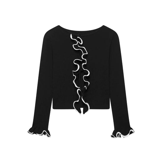 Long-sleeve cropped knit cardigan