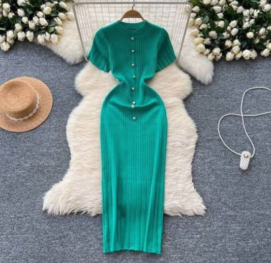 Ribbed knit bodycon midi dress