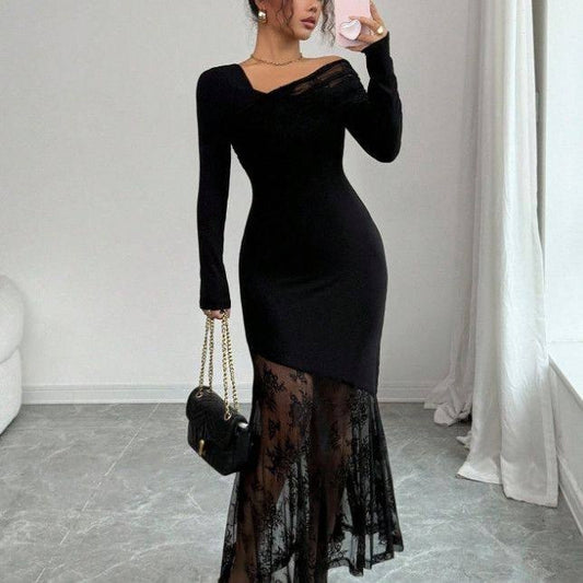Asymmetrical off-shoulder bodycon dress