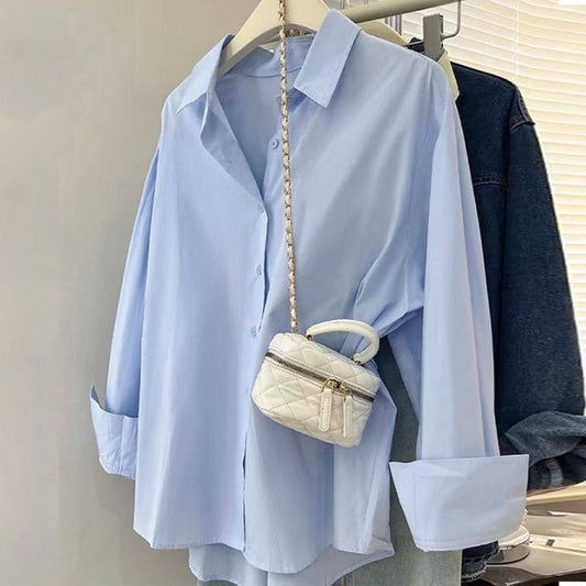 Light blue oversized button-down shirt