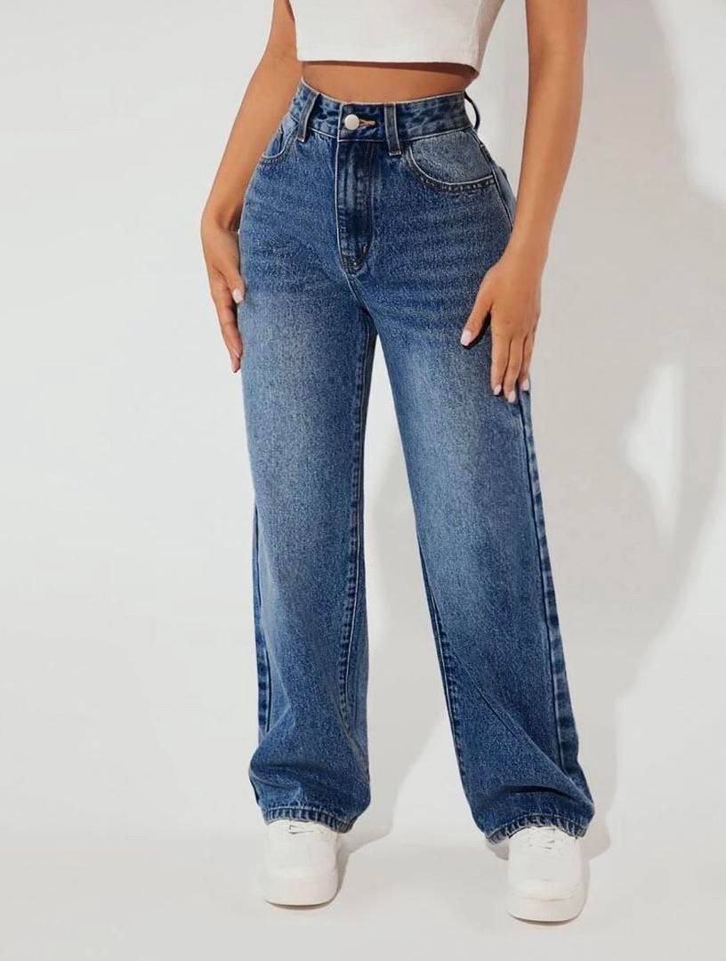 Blue baggy straight jeans