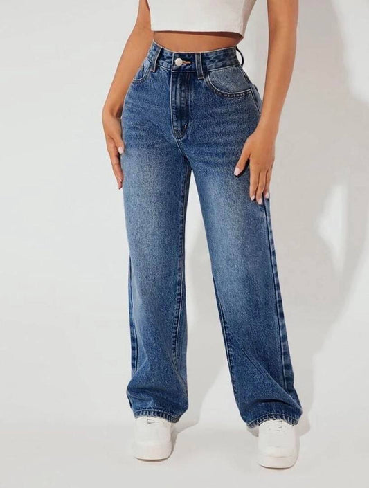 Blue baggy straight jeans