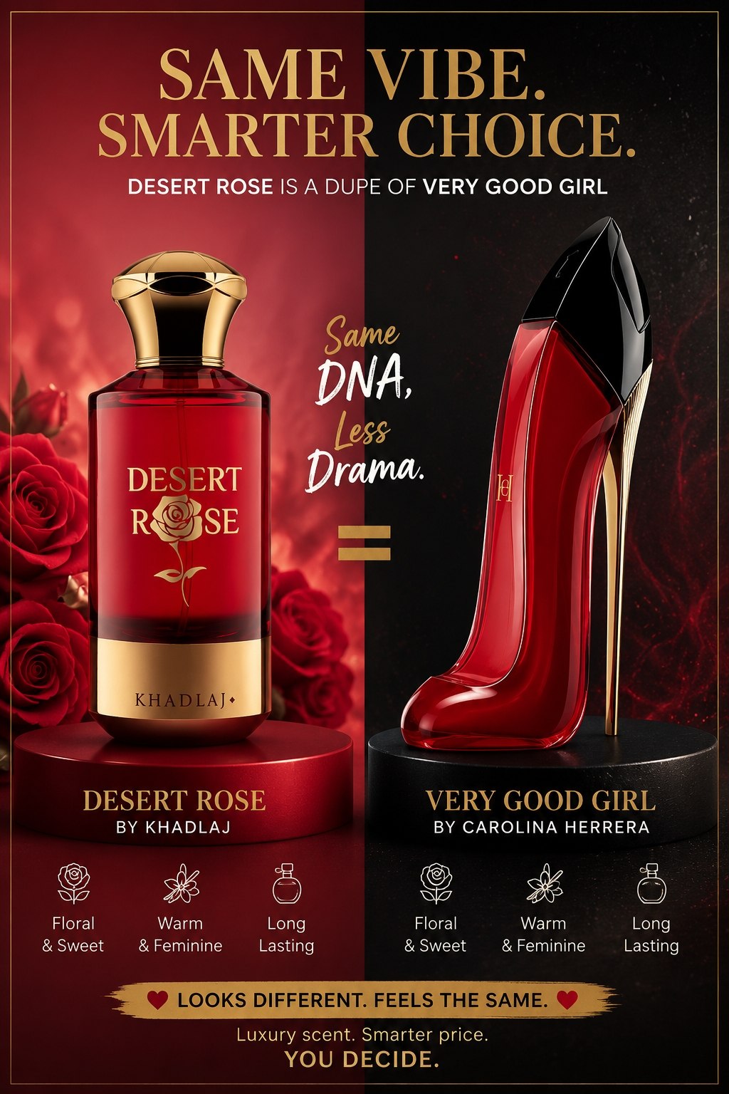Desert Rose - Women's perfume extract (100 ml red bottle) - Khadlaj