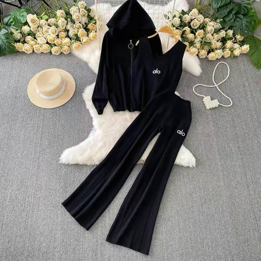 Three piece matching athleisure loungewear set
