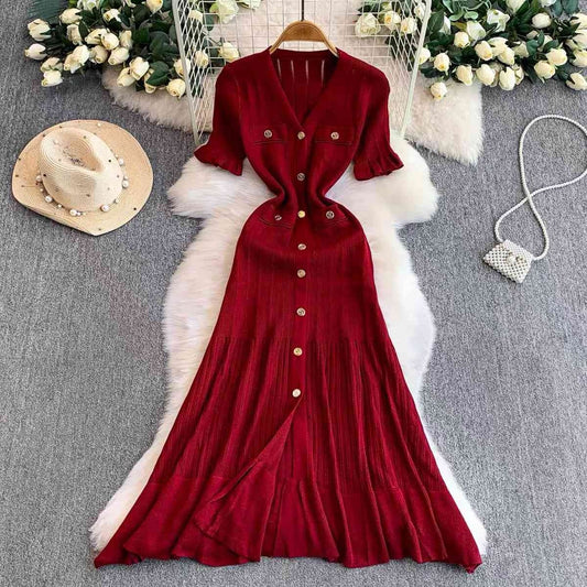 Burgundy ribbed knit maxi dress