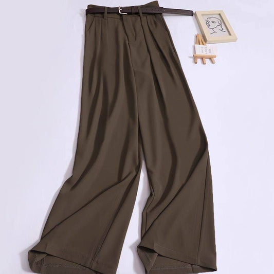 Wide-leg chocolate brown trousers