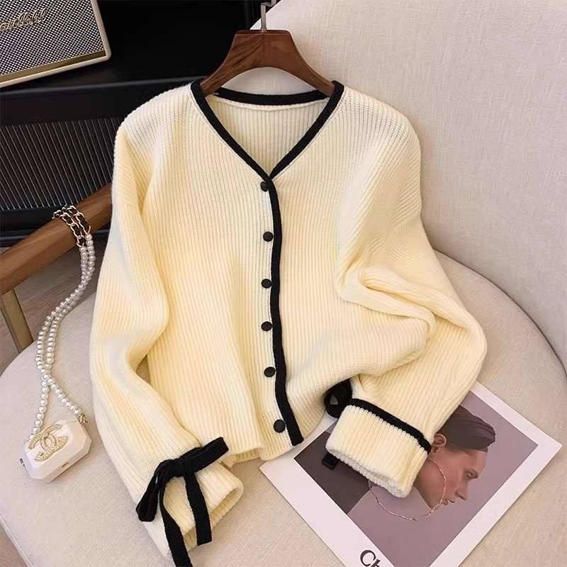 Cremy ribbed-knit V-neck cardigan