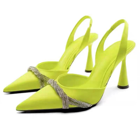 Zara Satin Effect Rhinestone Heels