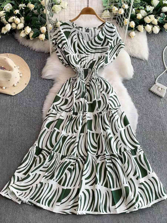 Women's short-sleeve V-neck maxi dress