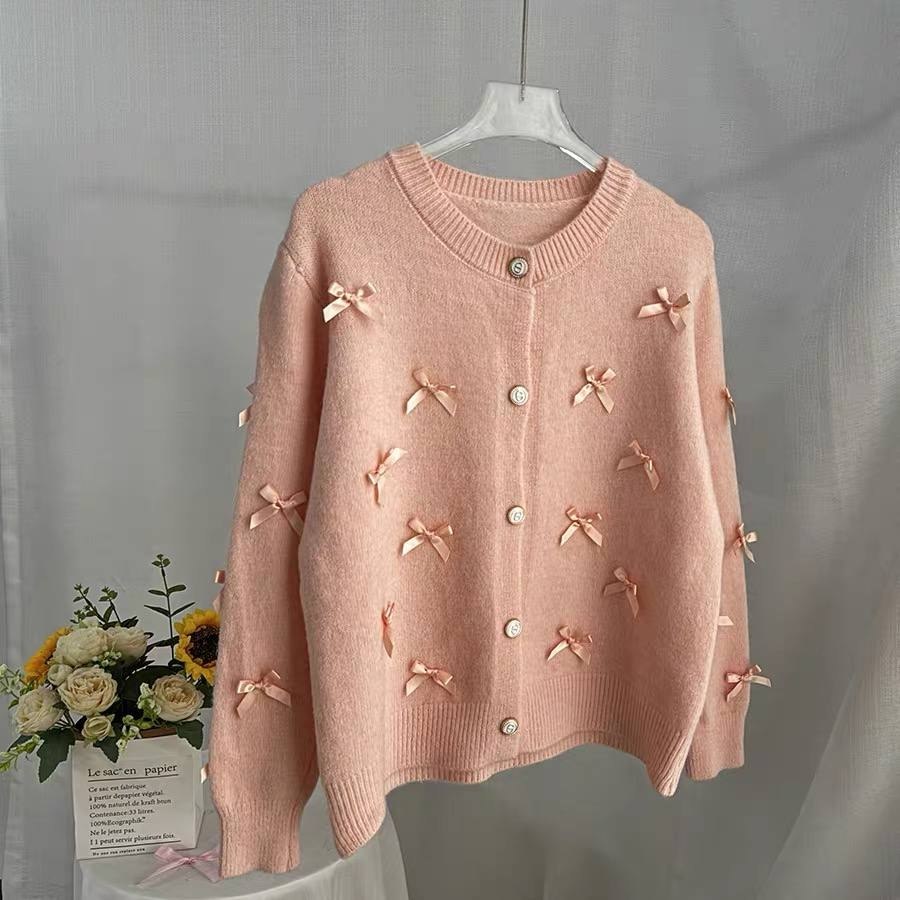 Cozy pink knit cardigan
