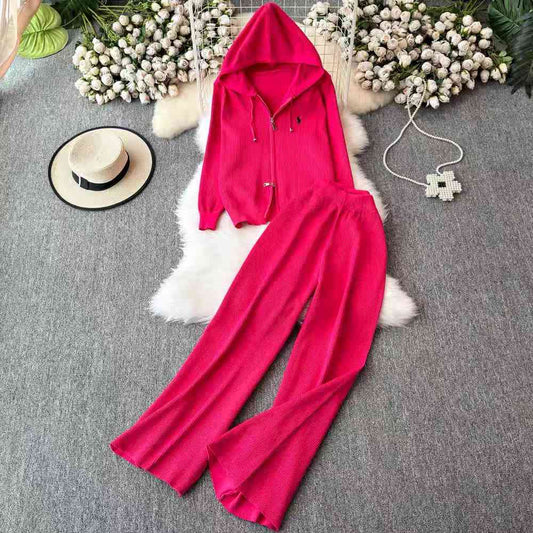 Women's ribbed knit two-piece loungewear set