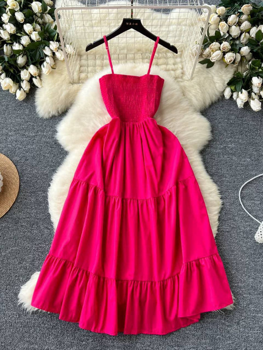 Fuchsia tiered maxi dress