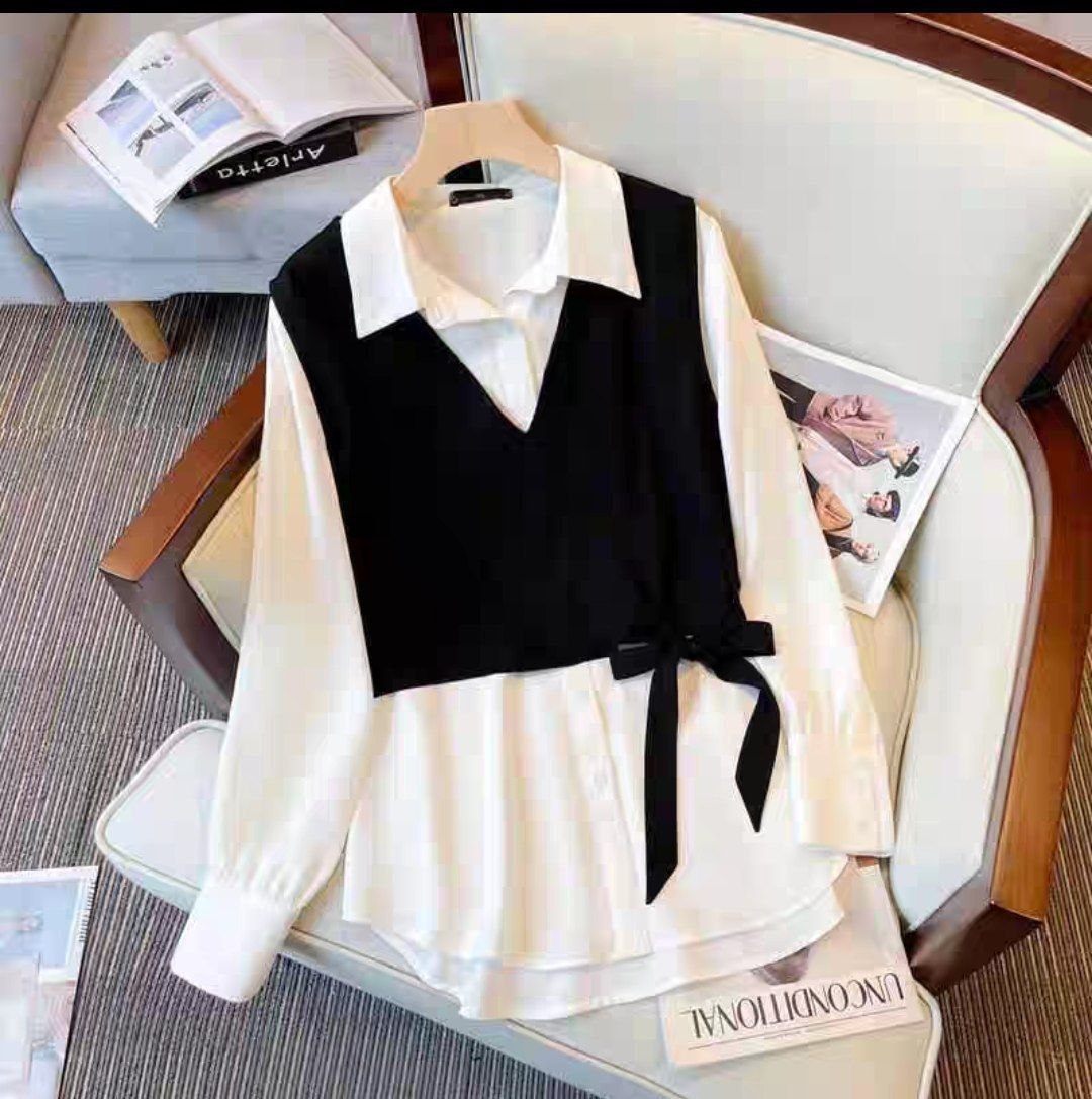Spliced Two-Piece Look Shirt
