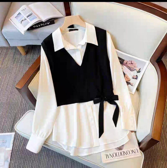 Spliced Two-Piece Look Shirt