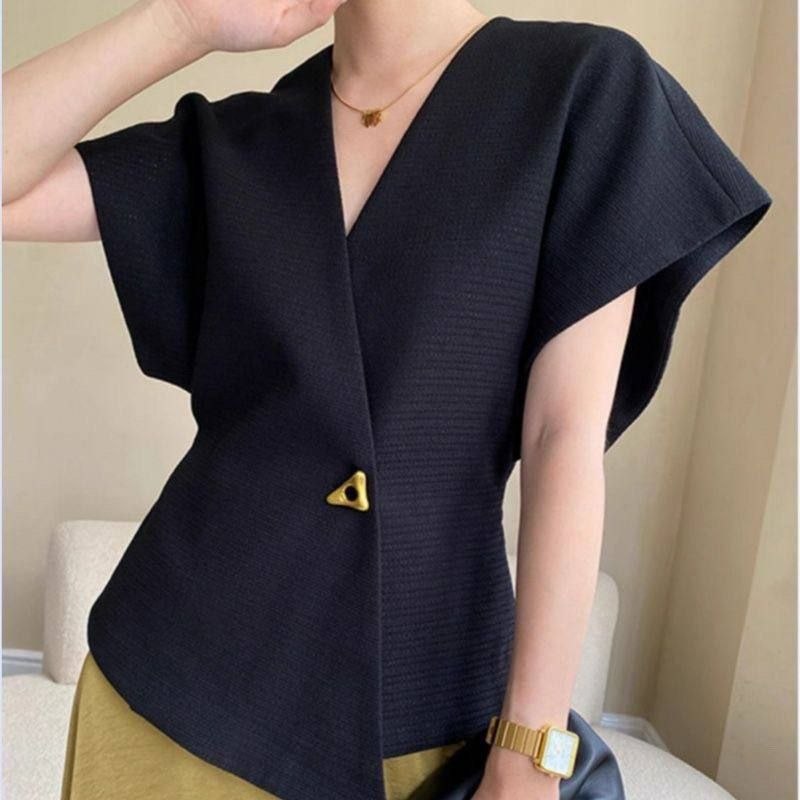 Asymmetrical wrap blouse/suit vest