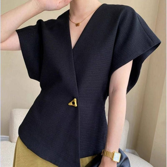 Asymmetrical wrap blouse/suit vest