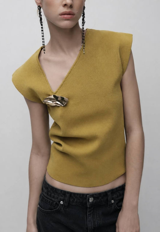 Olive green Zara knit top