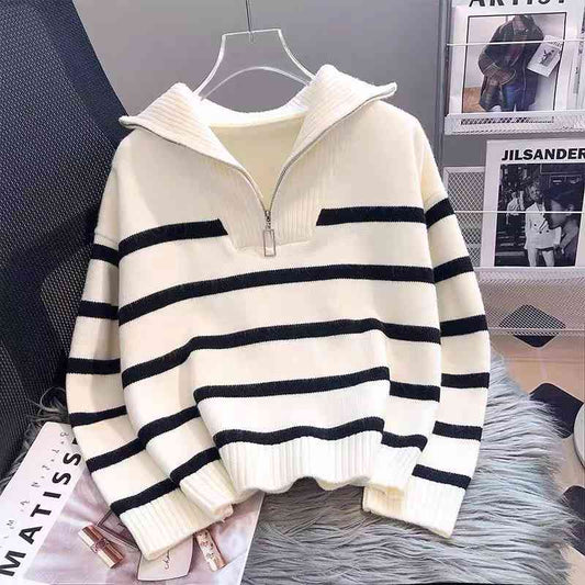 Women's knit striped pullover sweater