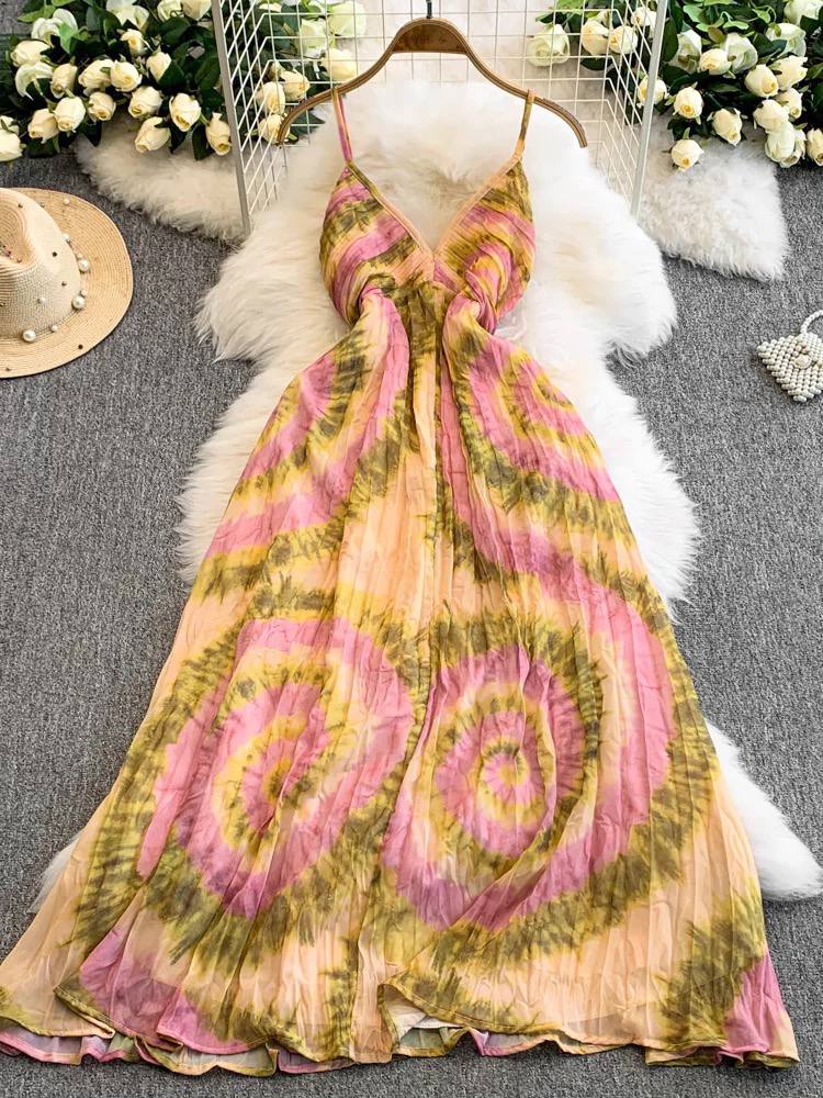 Vibrant tie-dye maxi dress