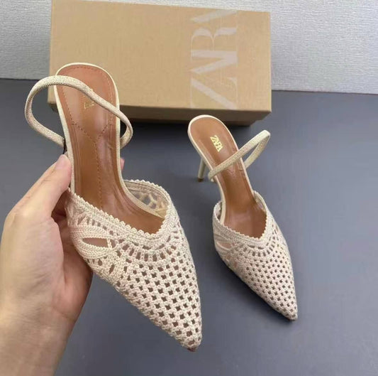 Zara pointed-toe slingback heels