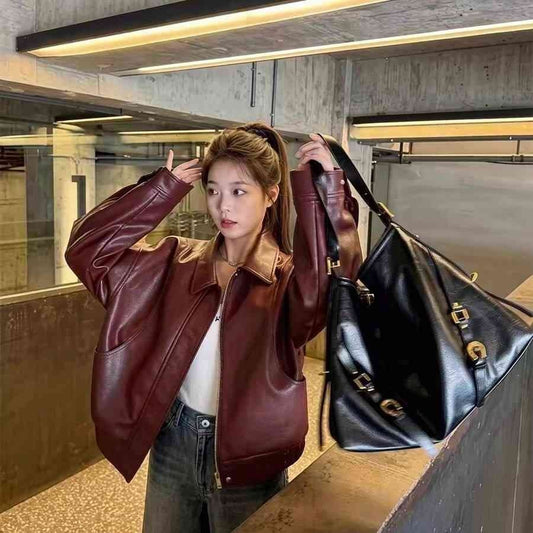 Shiny black calfskin leather