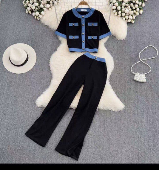 Crop Top and Wide-Leg Pant Set