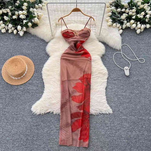 Sultry multi toned mesh bodycon maxi dress