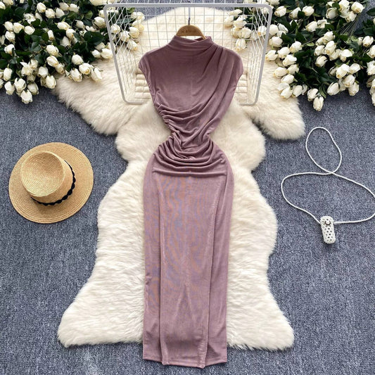 Sleeveless, mock neck bodycon maxi dress
