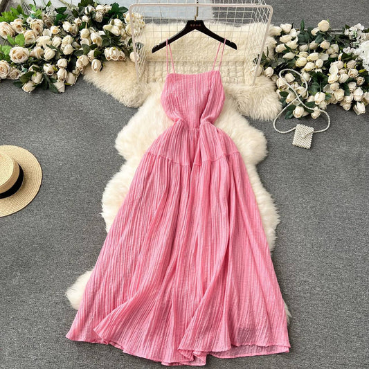 Pink textured maxi dress