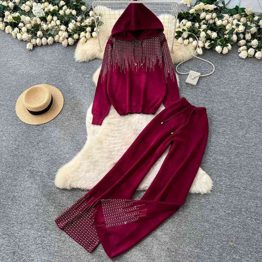 Burgundy two-piece lounge set