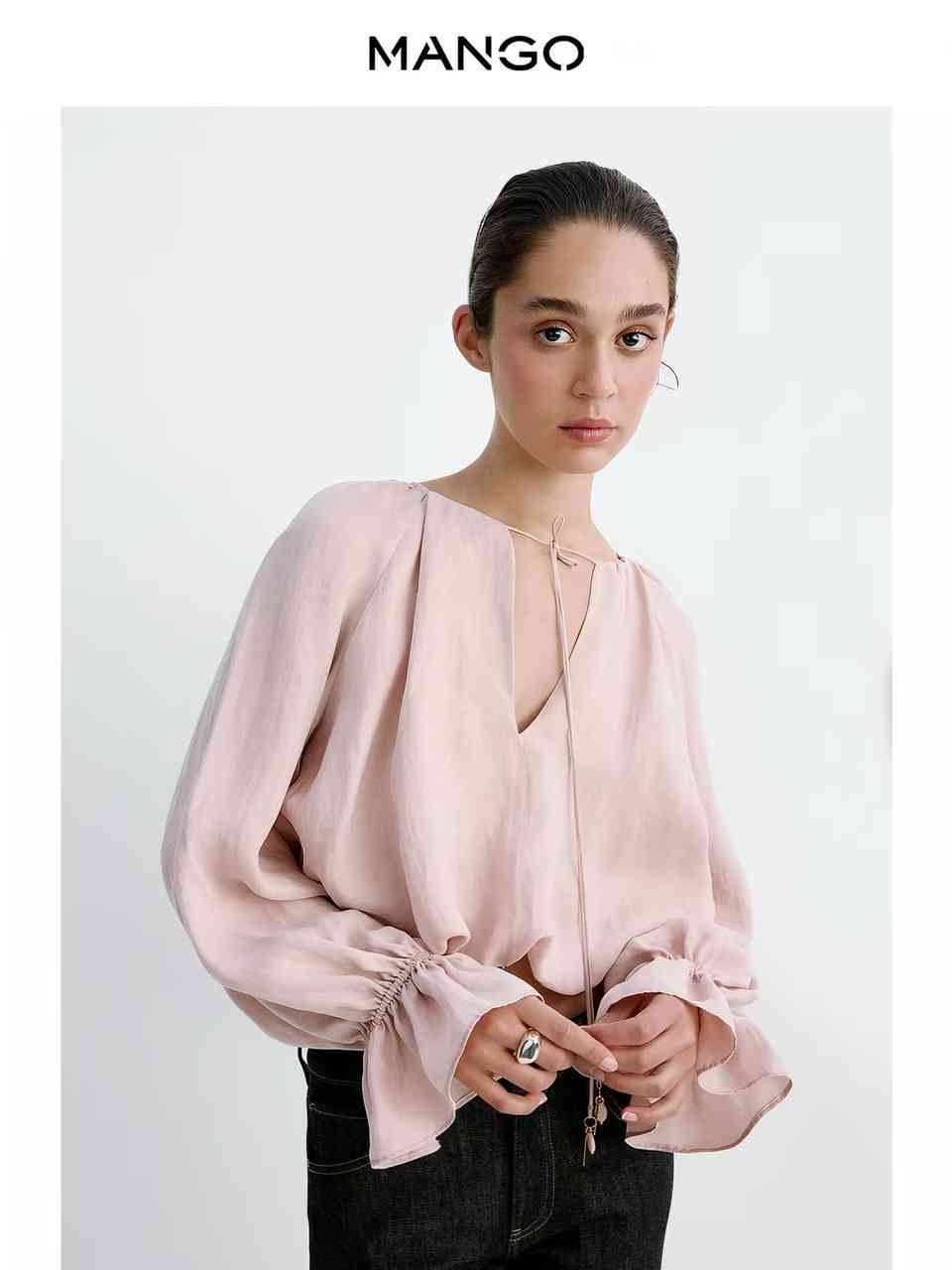 Gathered lyocell blouse