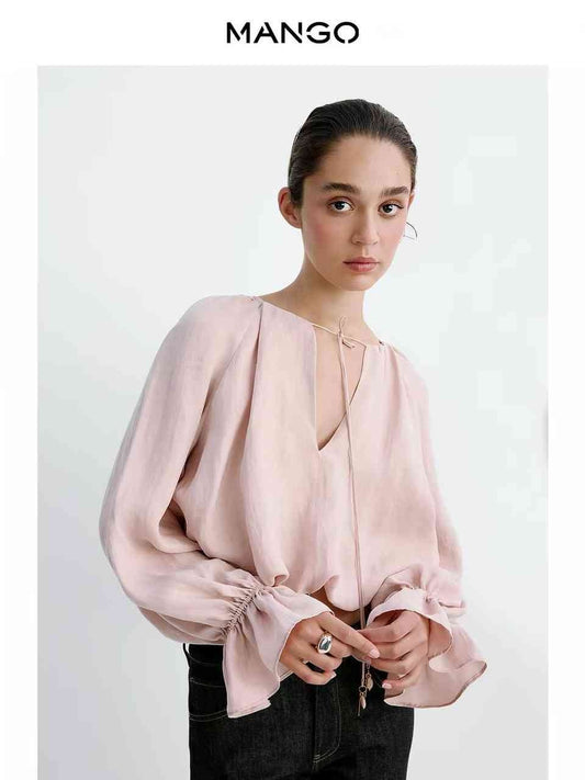 Gathered lyocell blouse