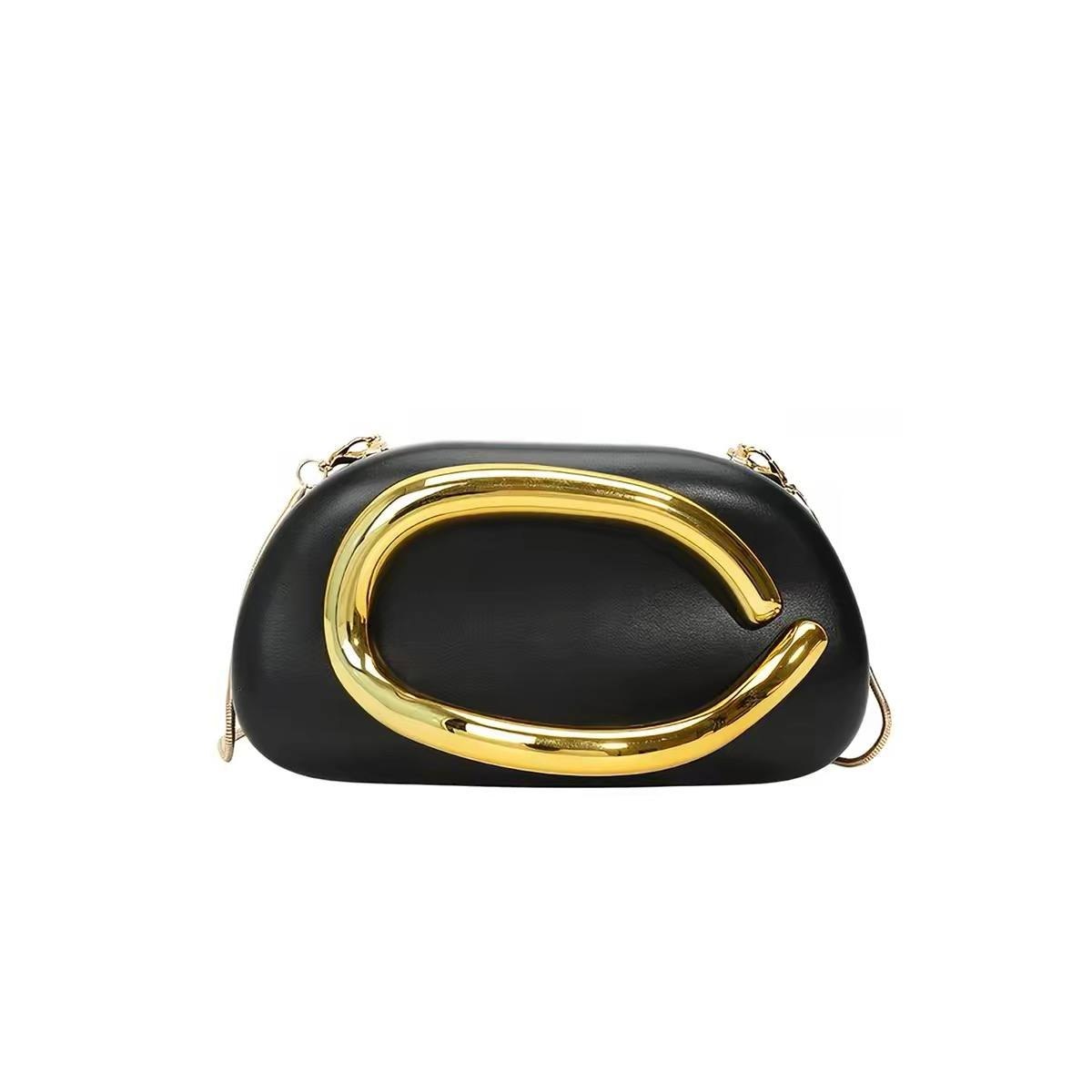 Black structured evening clutch bag