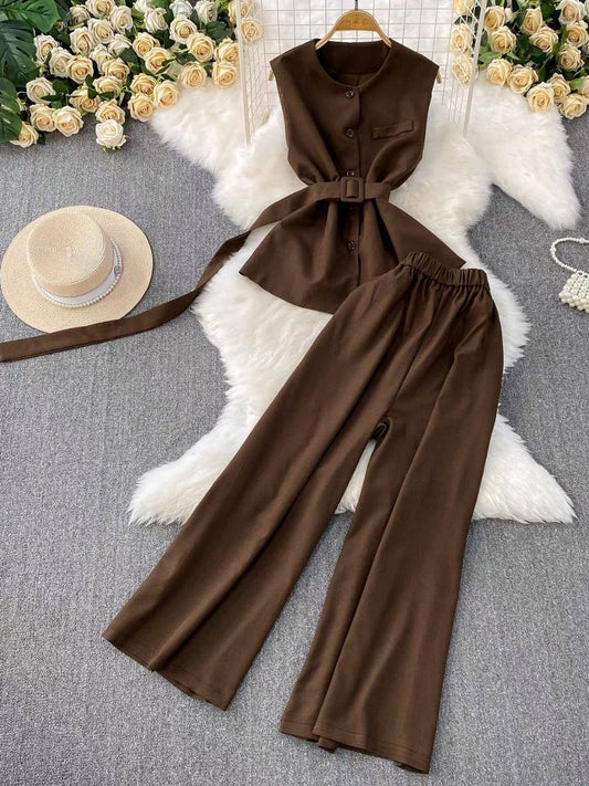 Two-piece brown co-ord set
