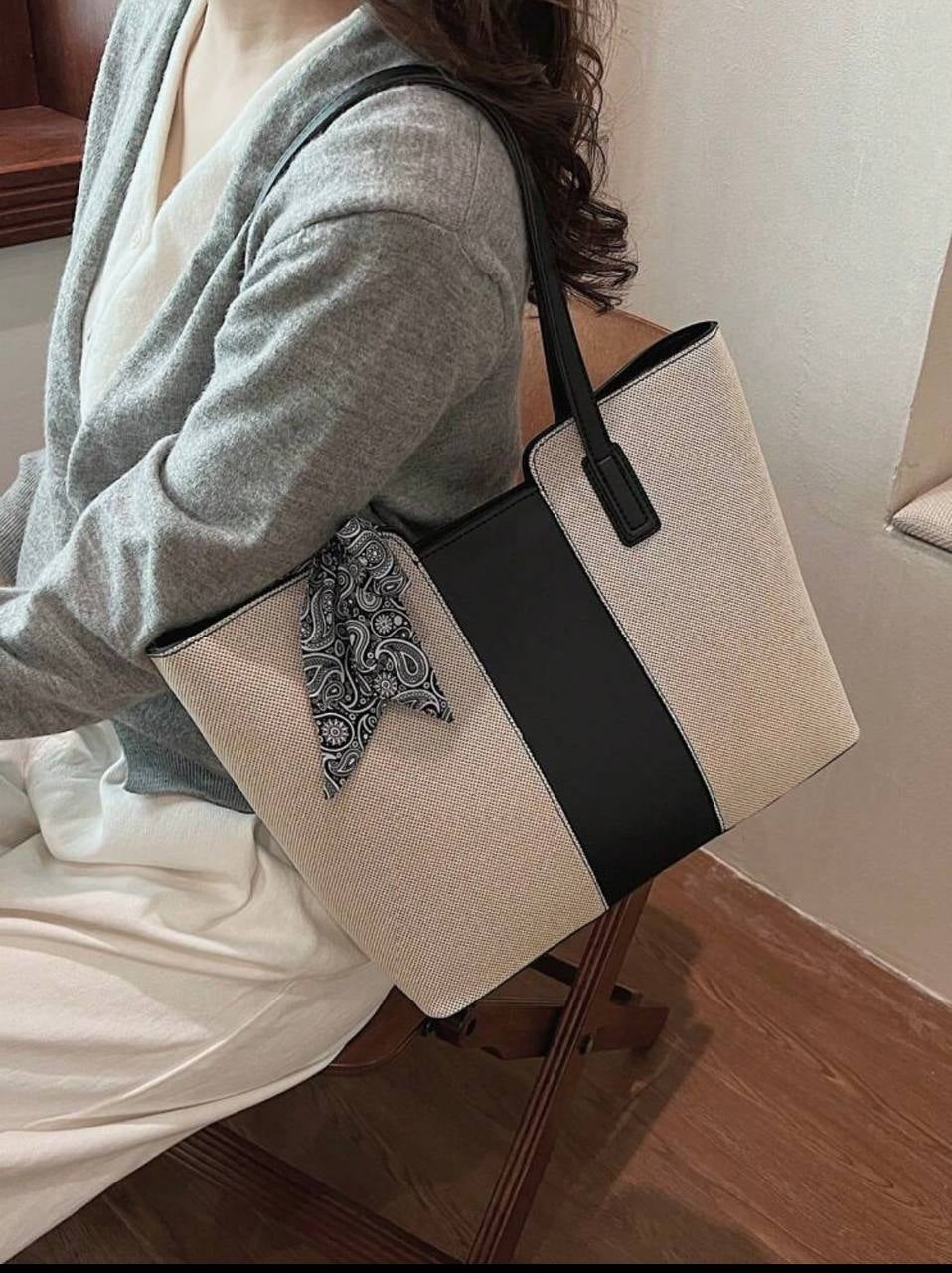 Women's Casual Canvas Splicing Zipper Shoulder Bag