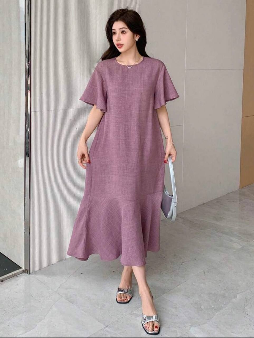 Dazy solid color round neck dress